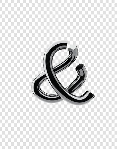 Chrome 3D Lettering Set Punctuation Symbols Math Currency (1)