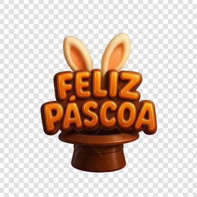 Selo 3D Feliz Páscoa png transparente