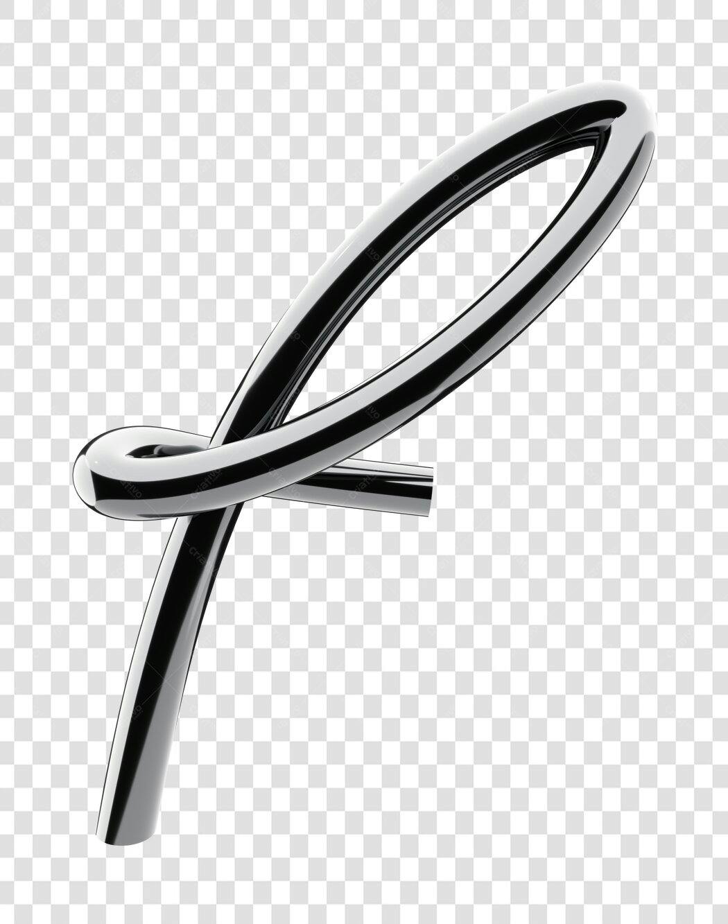 Logo minimalista letra P metalizada PNG com fundo transparente