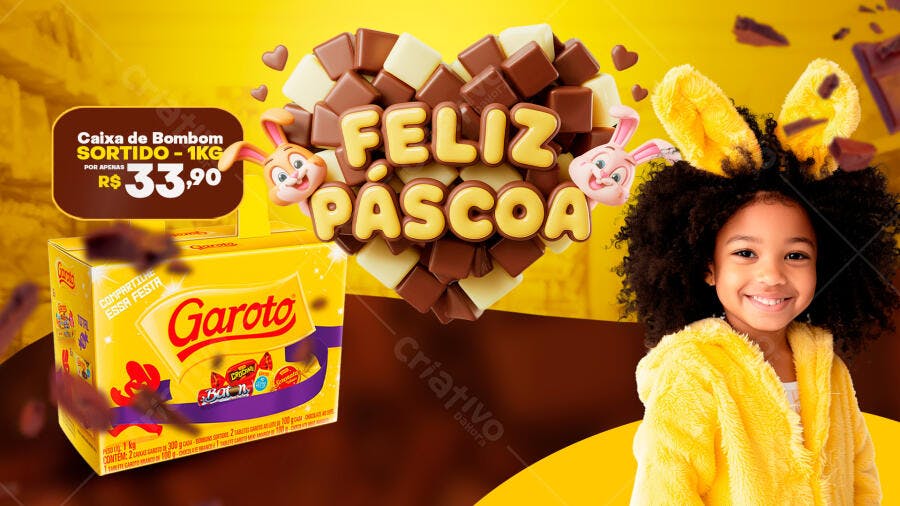 Banner Páscoa com Chocolates PSD Editável