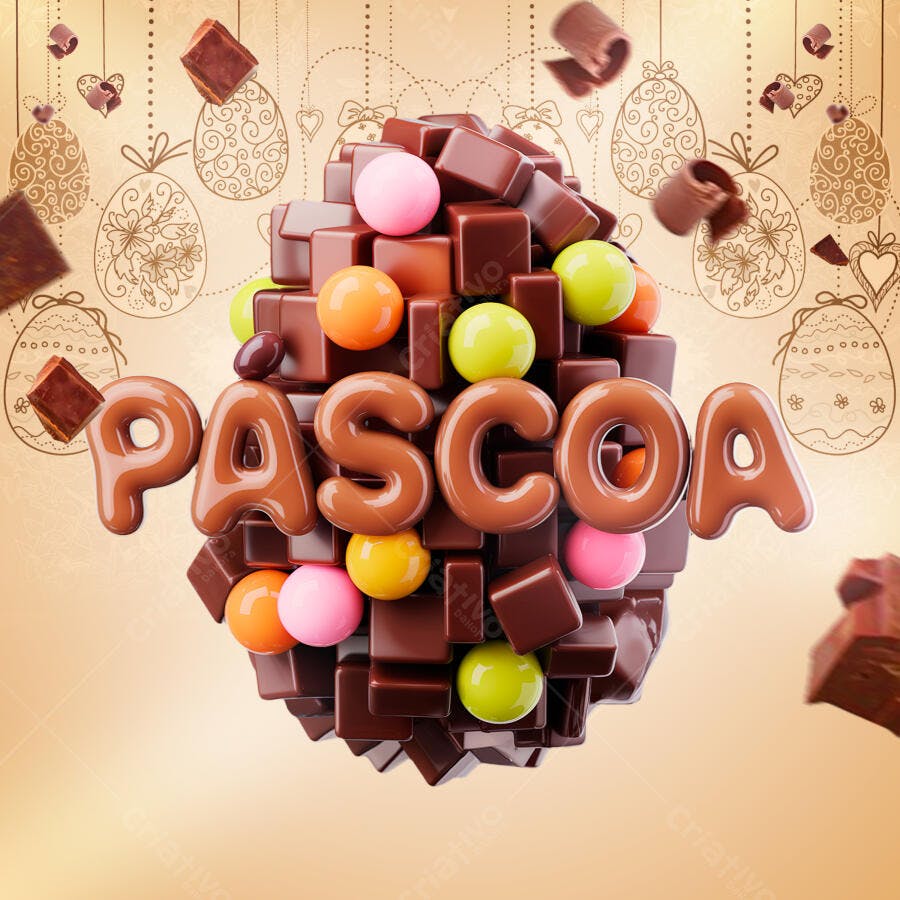 Flyer Páscoa com Chocolates PSD Editável