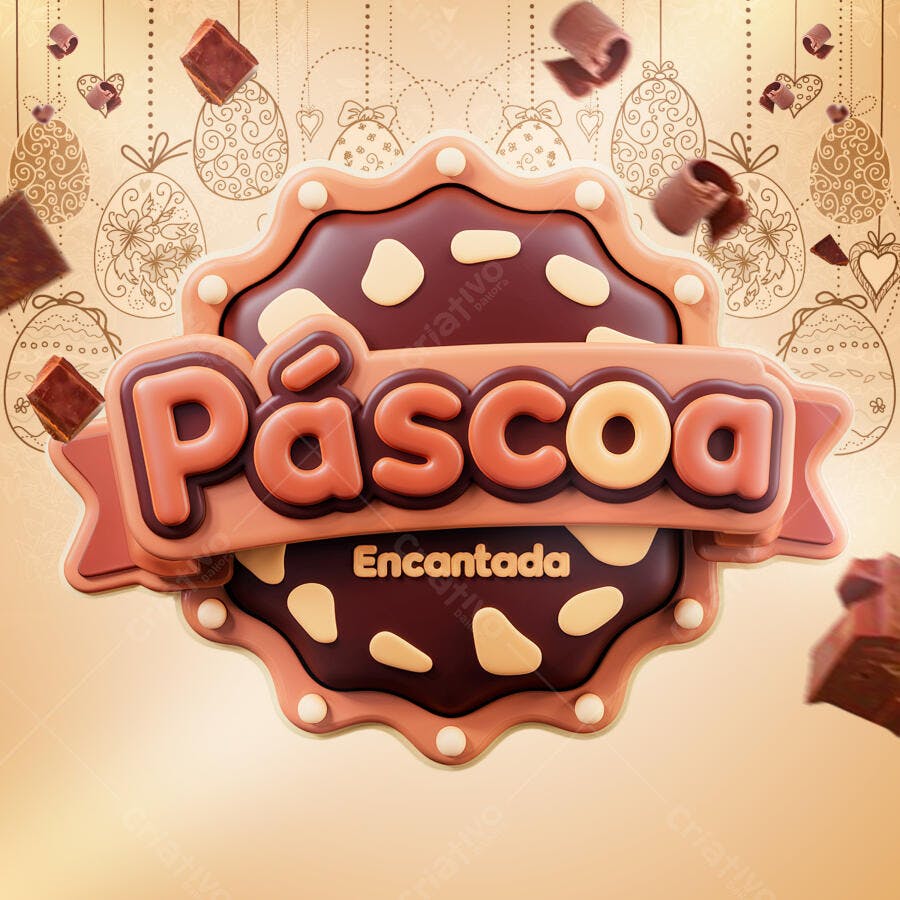 Logo Páscoa Encantada PSD Editável