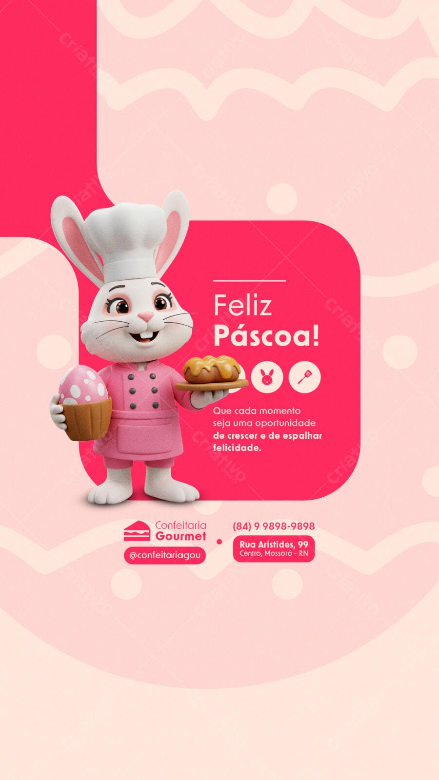Flyer Páscoa PSD Editável - Coelho Confeiteiro