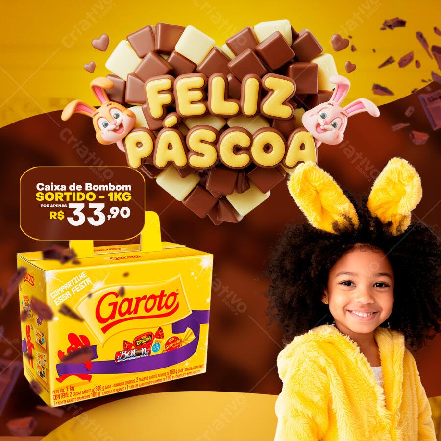 Flyer Páscoa com Chocolate PSD Editável