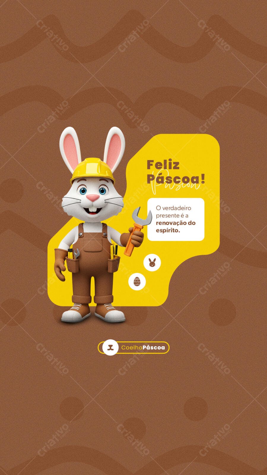 Post Feliz Páscoa com Coelho Mecânico PSD Editável