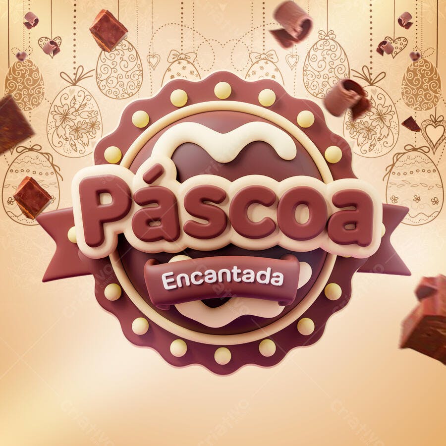 Logo Páscoa Encantada PSD Editável