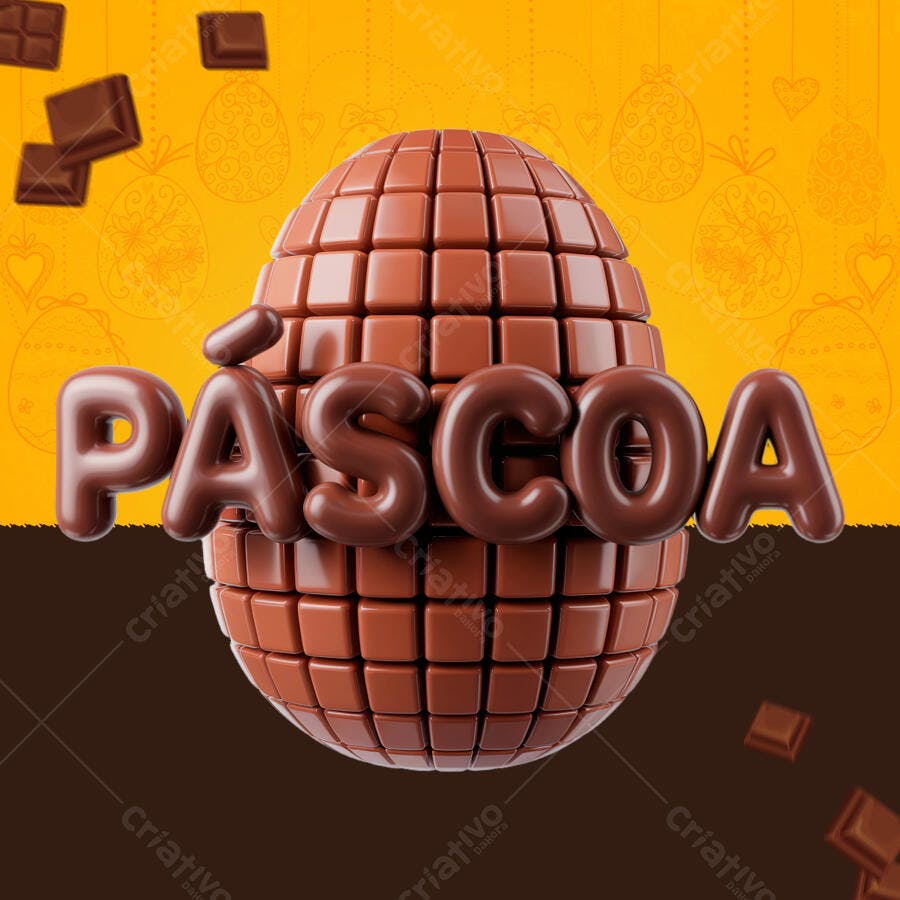 Flyer Páscoa Ovo de Chocolate 3D Psd Editável