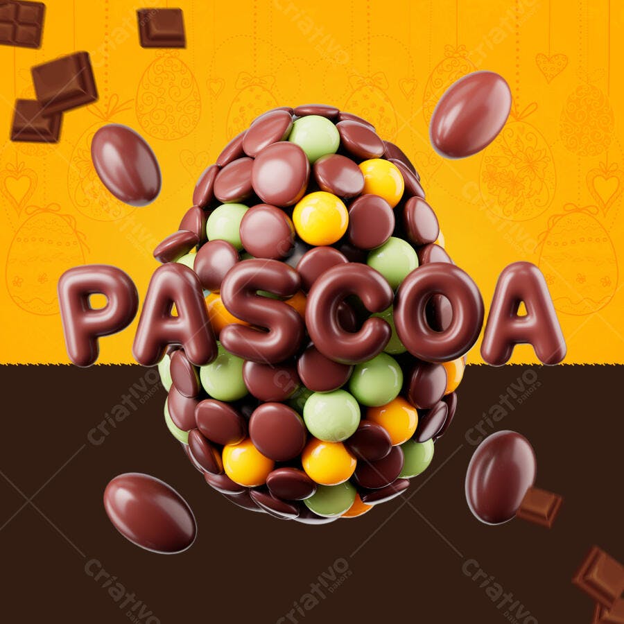 Flyer Páscoa com Ovo de Chocolate PSD Editável