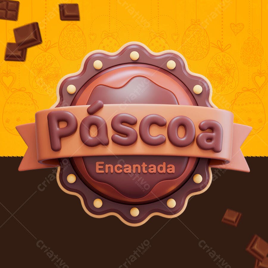 Logo Páscoa Encantada PSD Editável