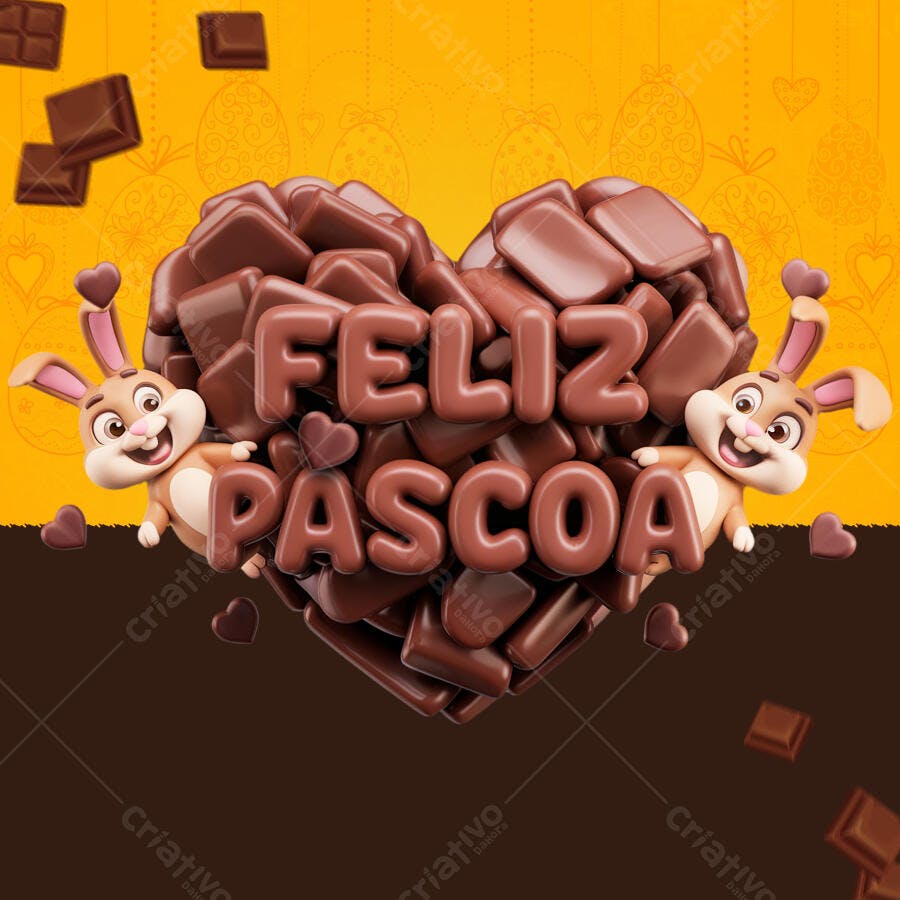 Flyer Páscoa com Coelhos PSD Editável