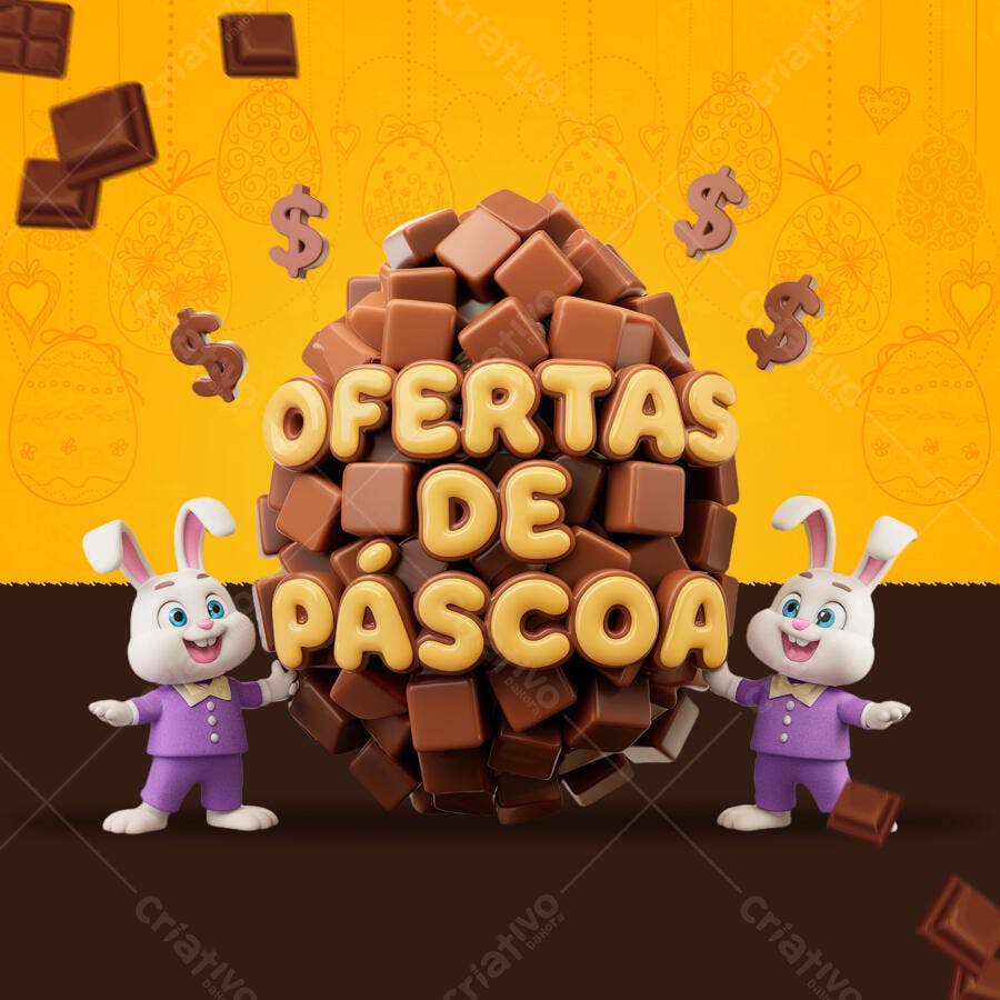 Flyer Páscoa Ofertas PSD Editável