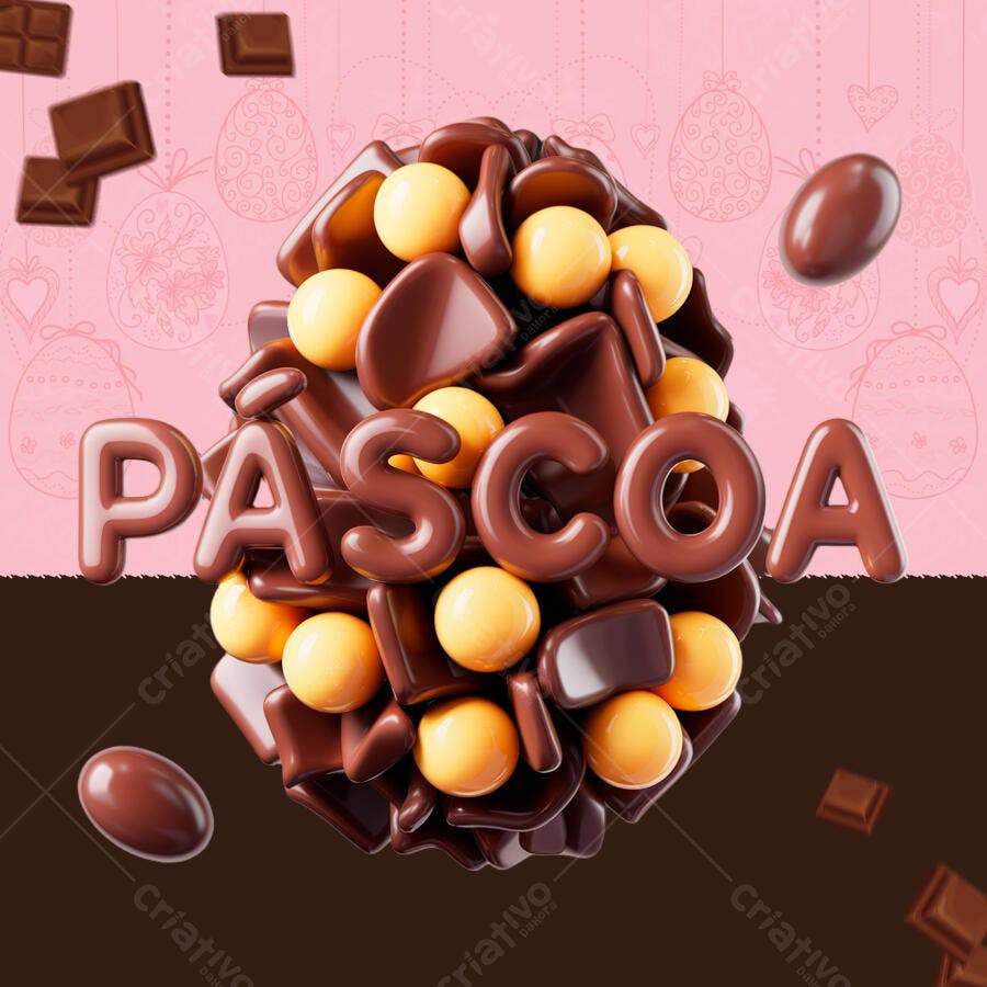 Arte Páscoa Chocolate PSD Editável