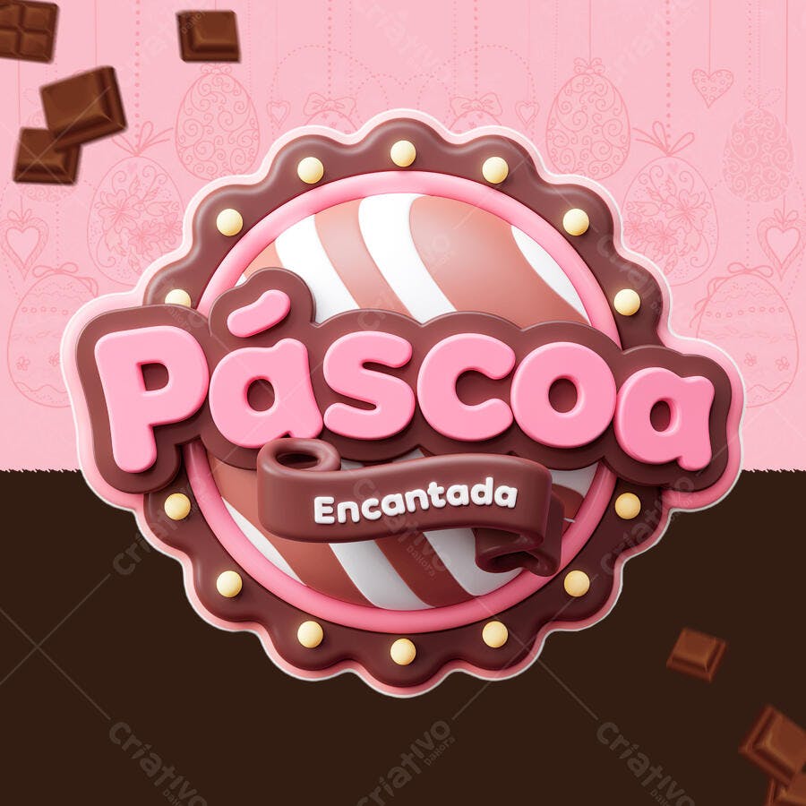Logo Páscoa Encantada PSD Editável