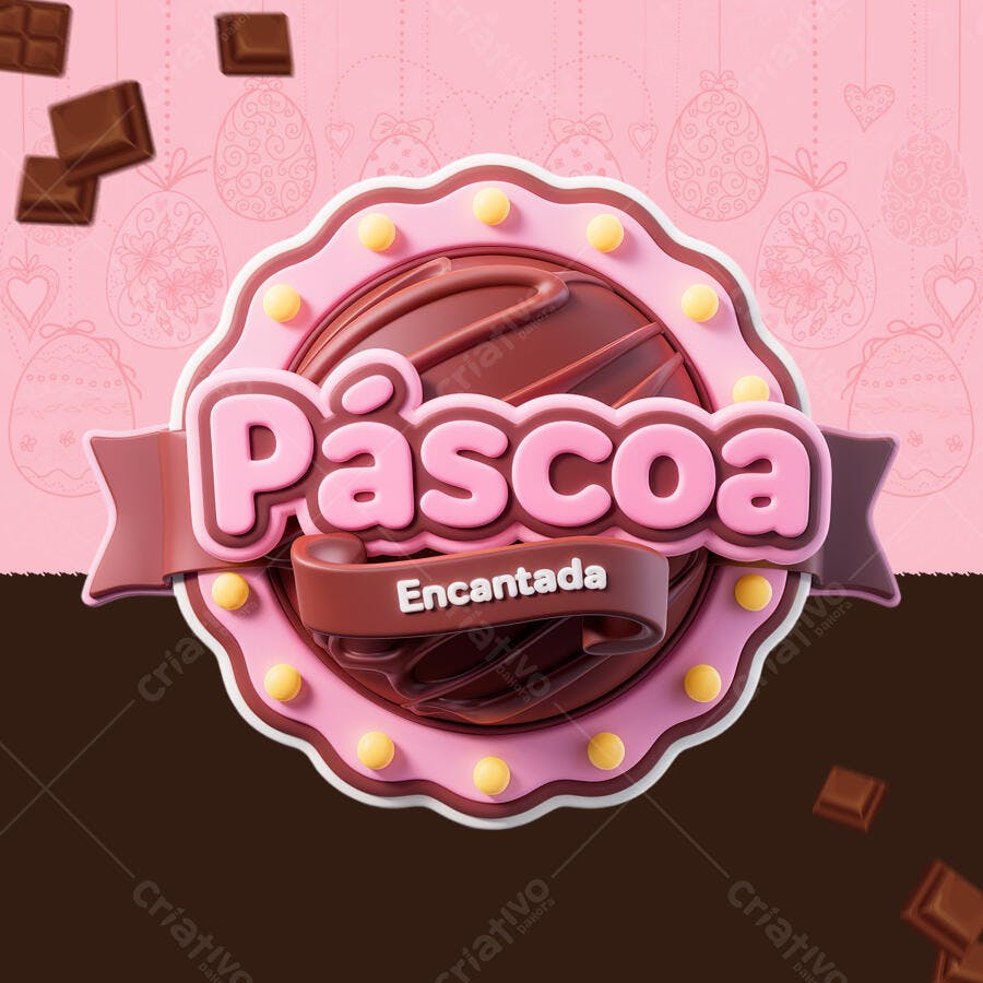Logo Páscoa Encantada PSD Editável
