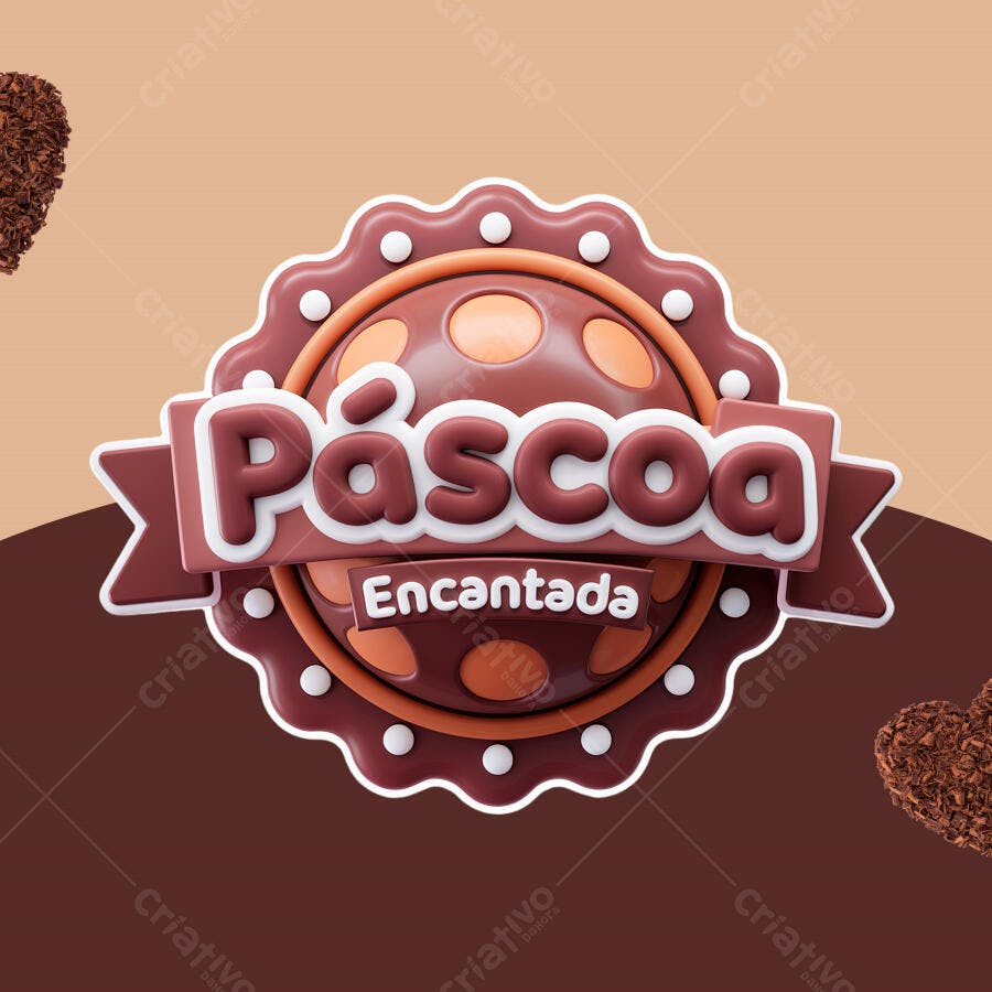 Logo Páscoa Encantada PSD Editável