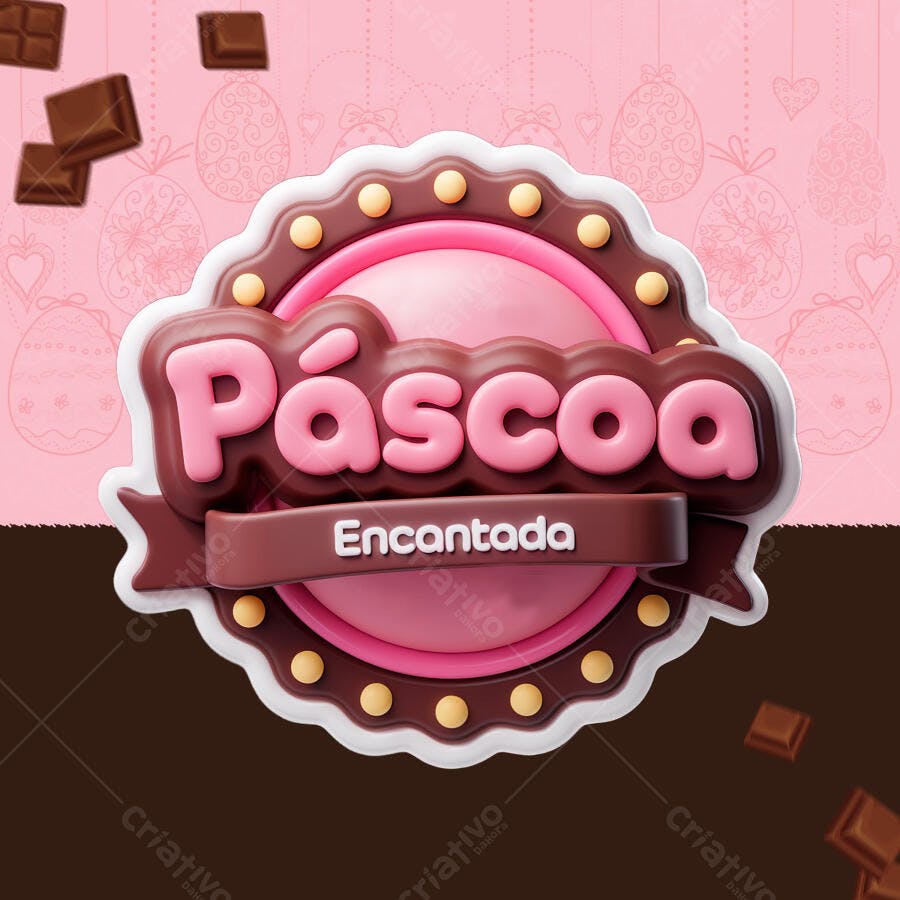 Logo Páscoa Encantada PSD Editável