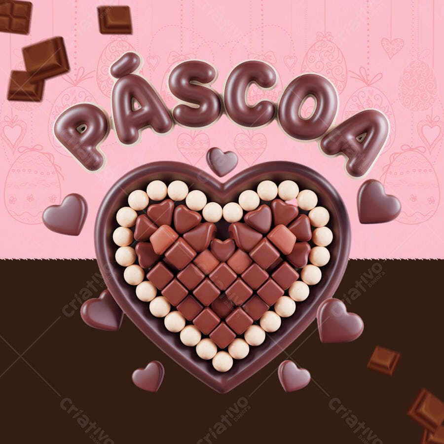 Flyer Páscoa com Chocolates PSD Editável