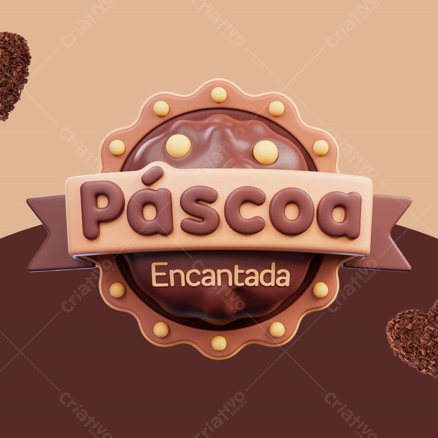 Logo Páscoa Encantada PSD Editável