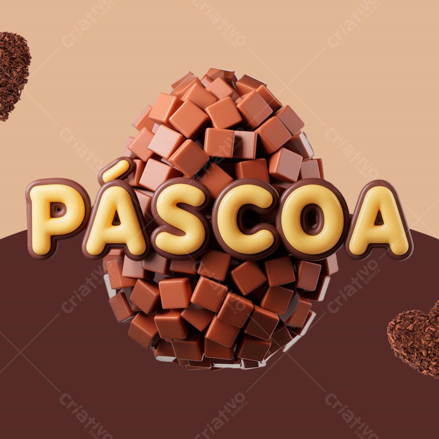 Arte Páscoa Ovo de Chocolate PSD Editável