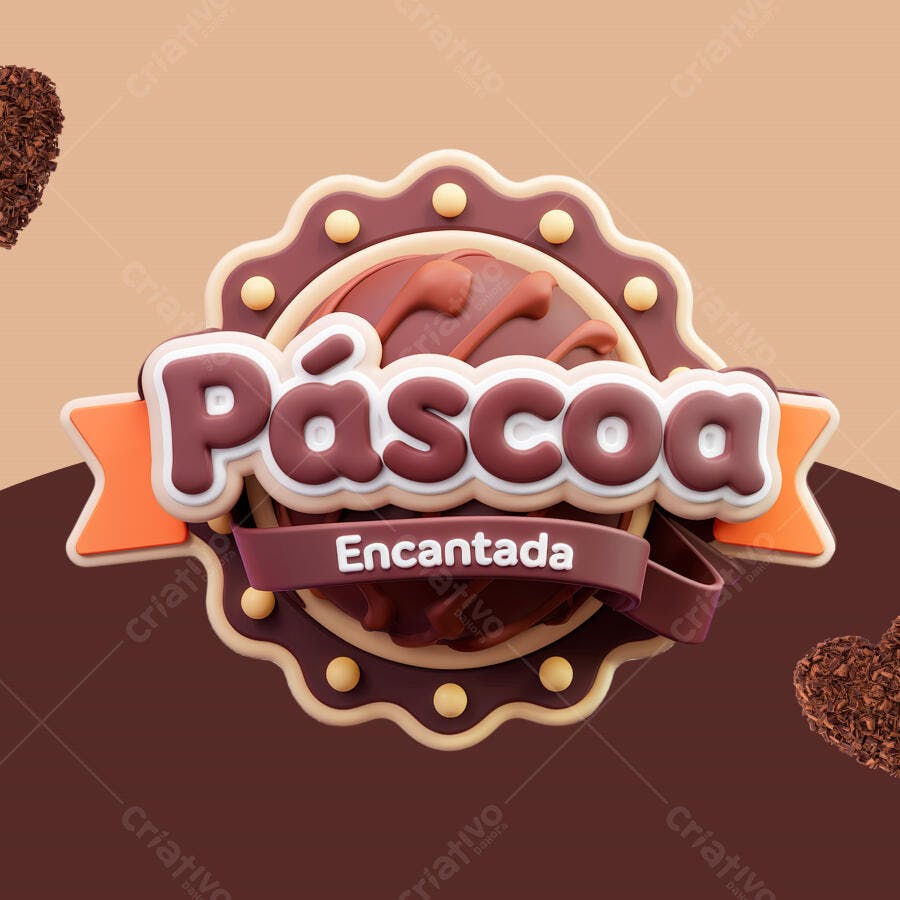 Logo Páscoa Encantada PSD Editável