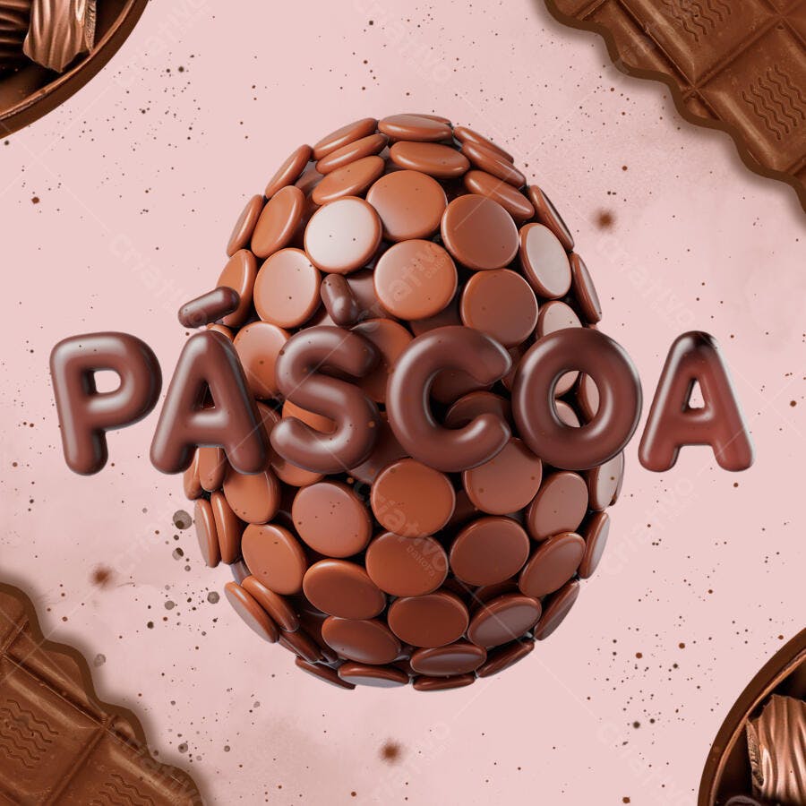Arte Páscoa Ovo de Chocolate PSD Editável