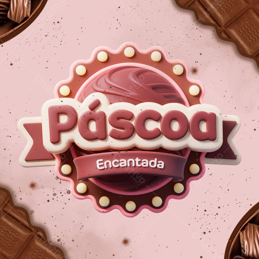 Logo Páscoa Encantada PSD Editável