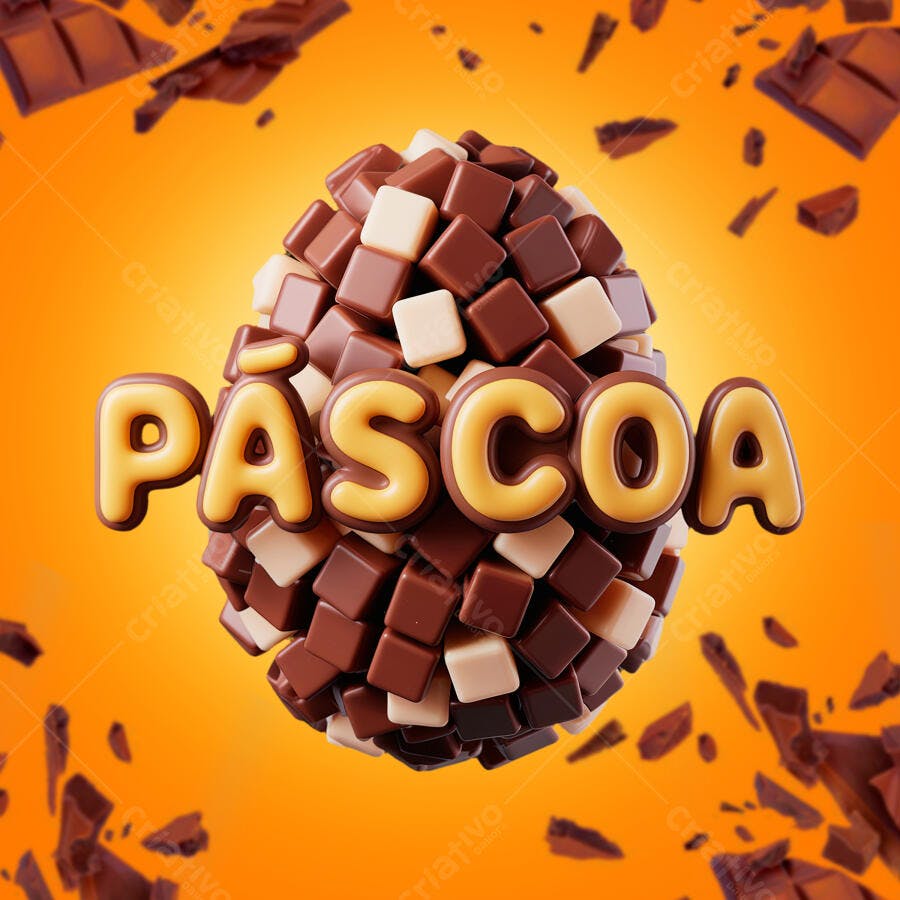 Arte Páscoa em Formato de Ovo PSD Editável