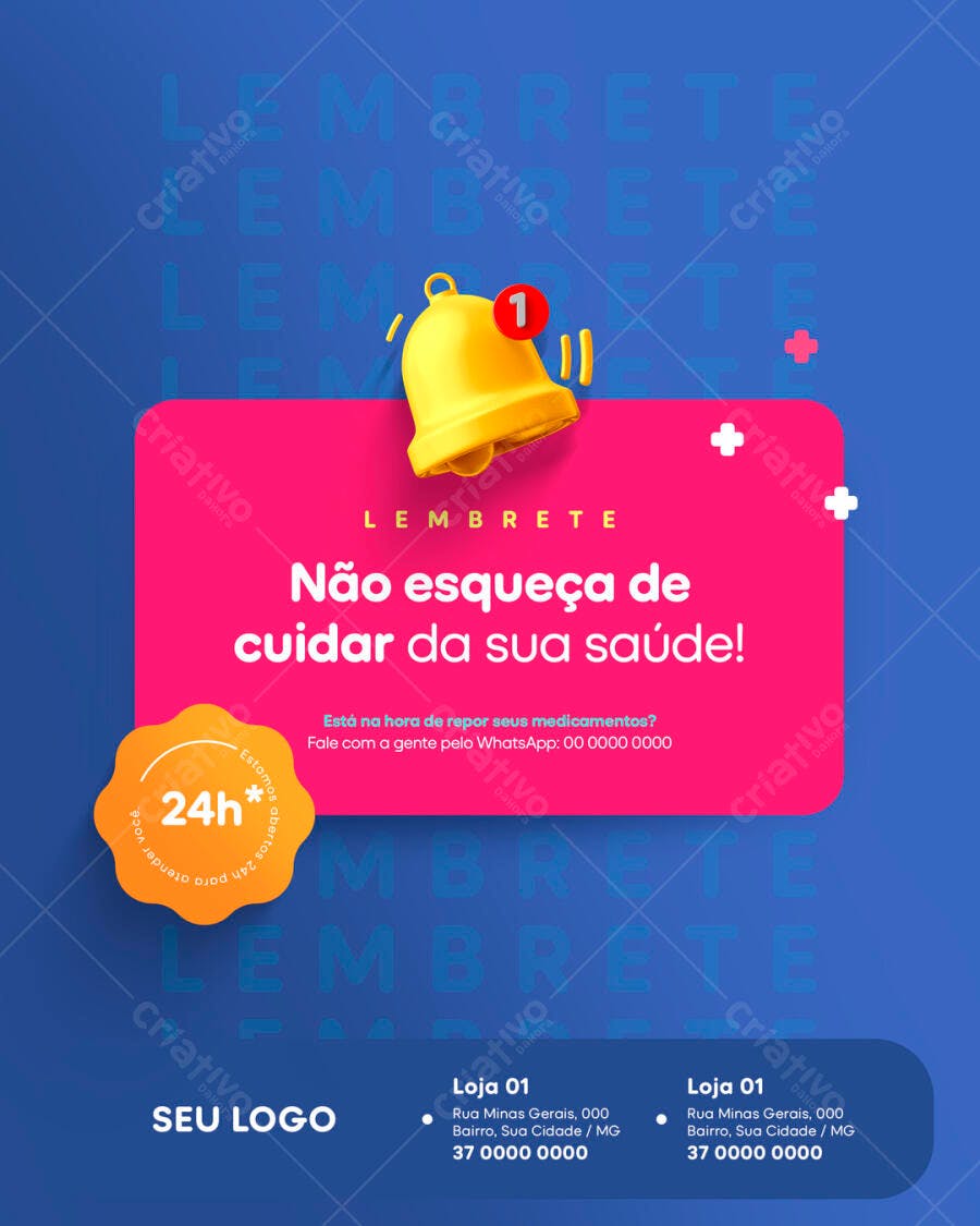 Lembretes de Saúde PSD Editável