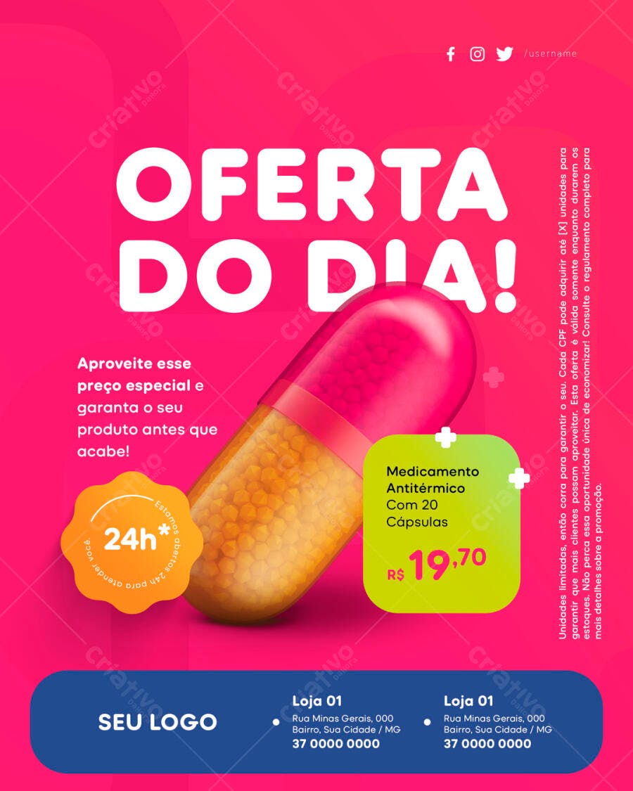 Flyer Oferta do Dia Farmácia PSD Editável