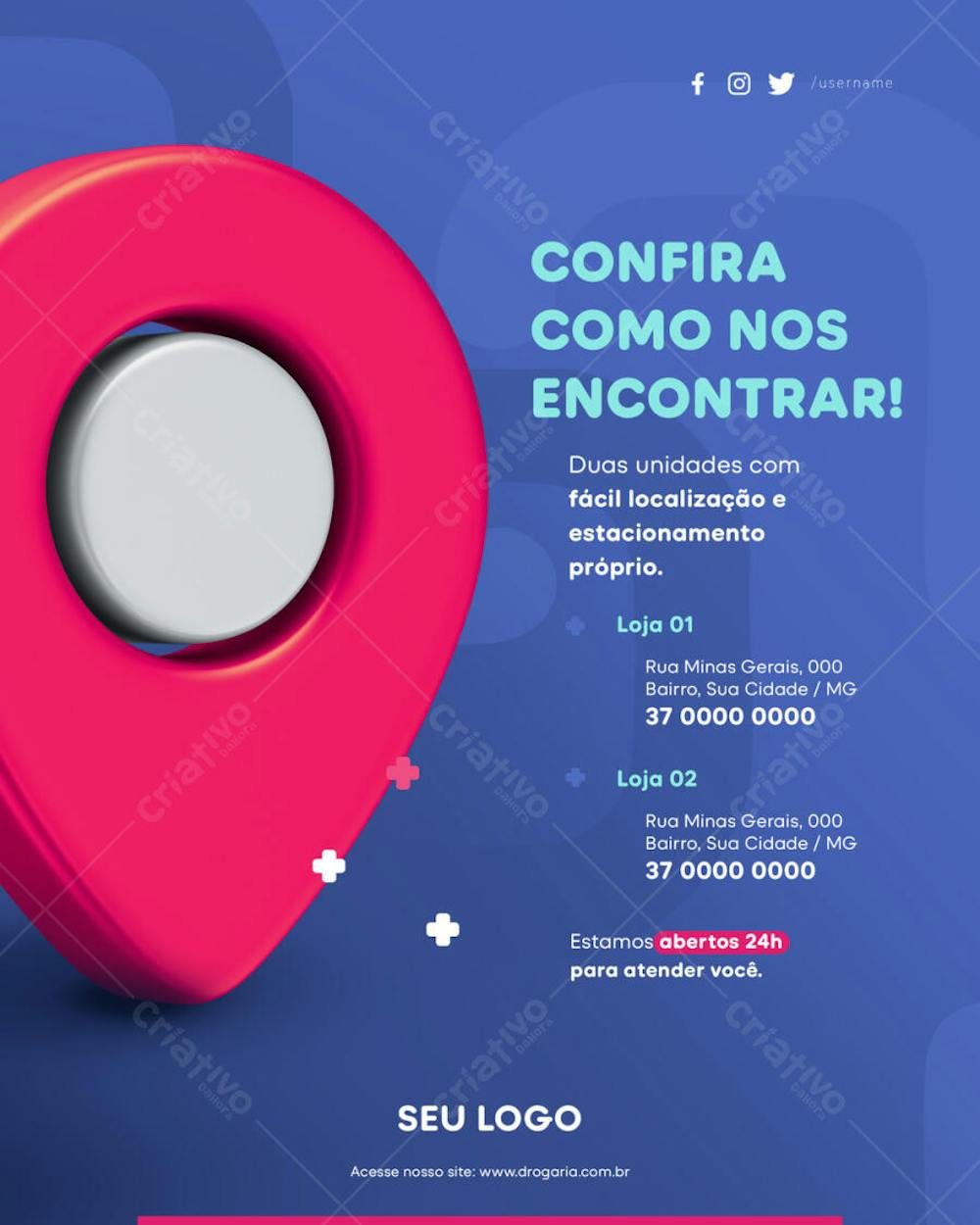 Psd Editável - Farmácia - Onde nos encontrar 04-25