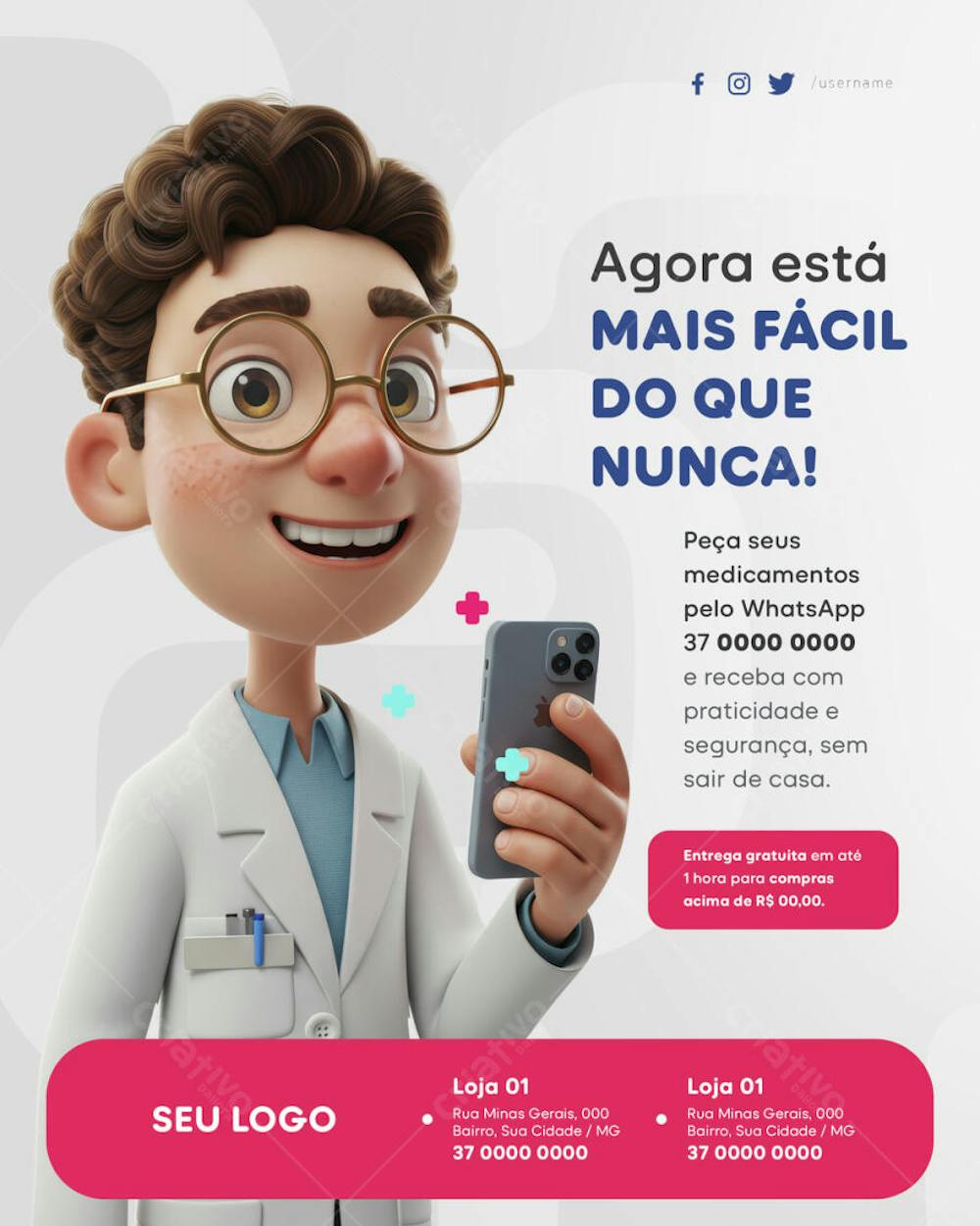 Psd Editável - Farmácia - Peça pelo whatsapp 04-25