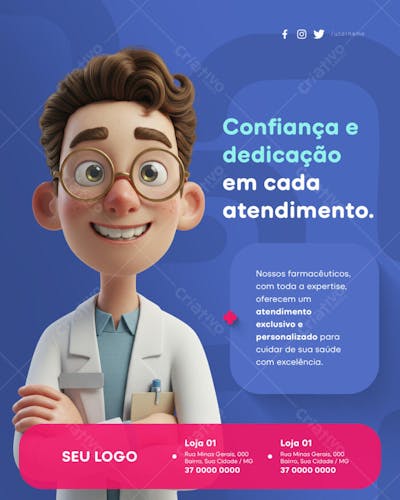 Psd Editável - Farmácia - Confiança e dedicação 04-25