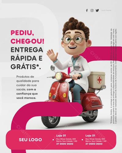Psd Editável - Farmácia - Pediu Chegou 04-25