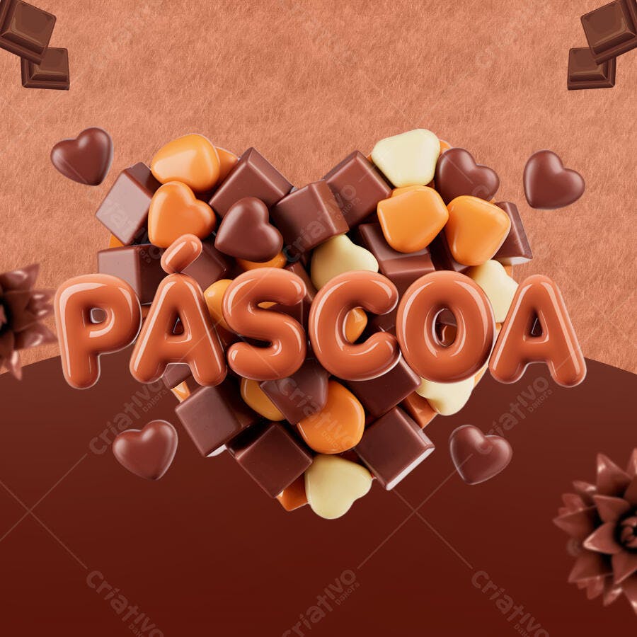Flyer Páscoa com Chocolates PSD Editável