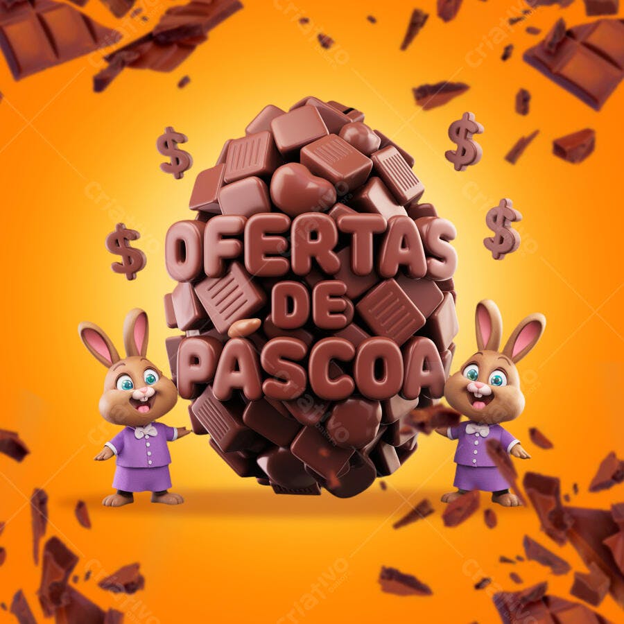 Flyer Páscoa Ofertas de Chocolate PSD Editável