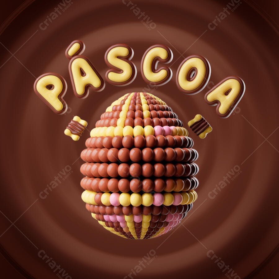 PSD Ovo de Páscoa em Chocolate PSD Editável