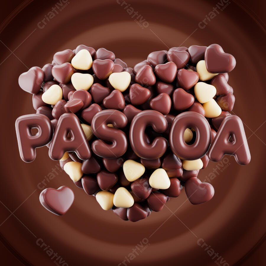 Banner Páscoa Coração de Chocolate PSD Editável