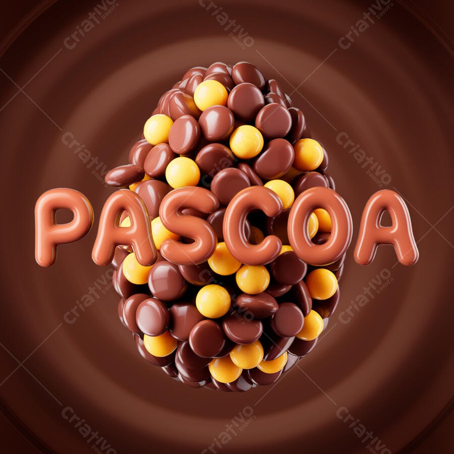 PSD Ovo de Páscoa com Bombons PSD Editável