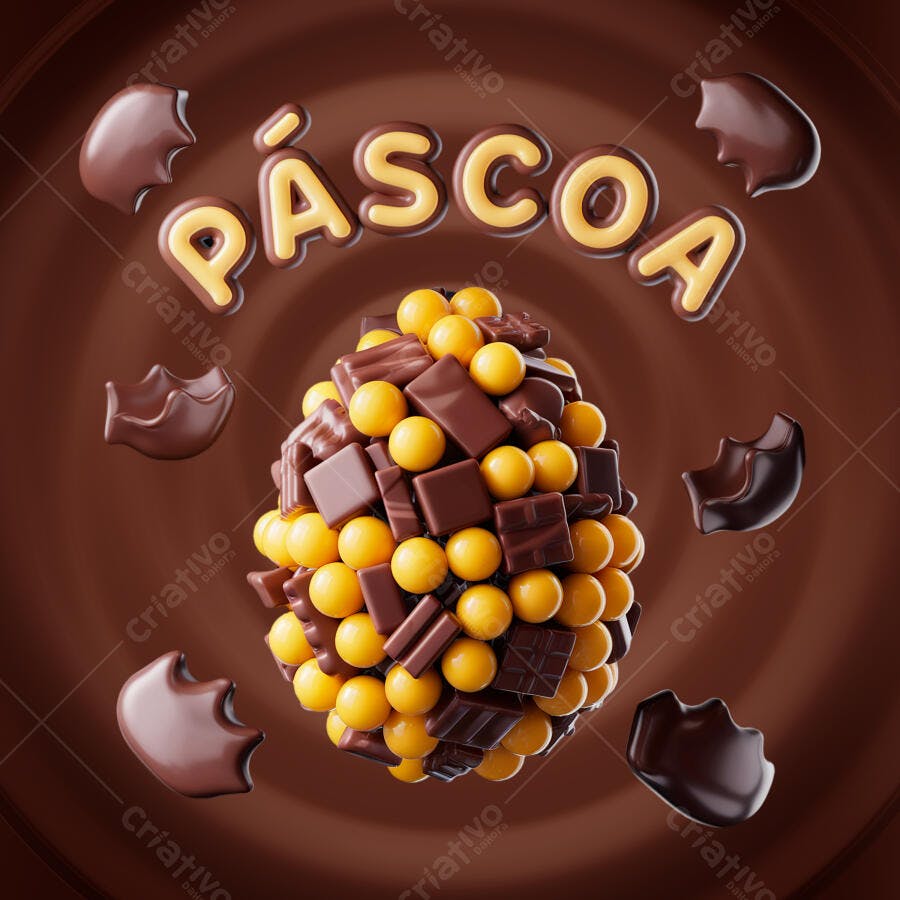 Páscoa: Ovo de Chocolate PSD Editável