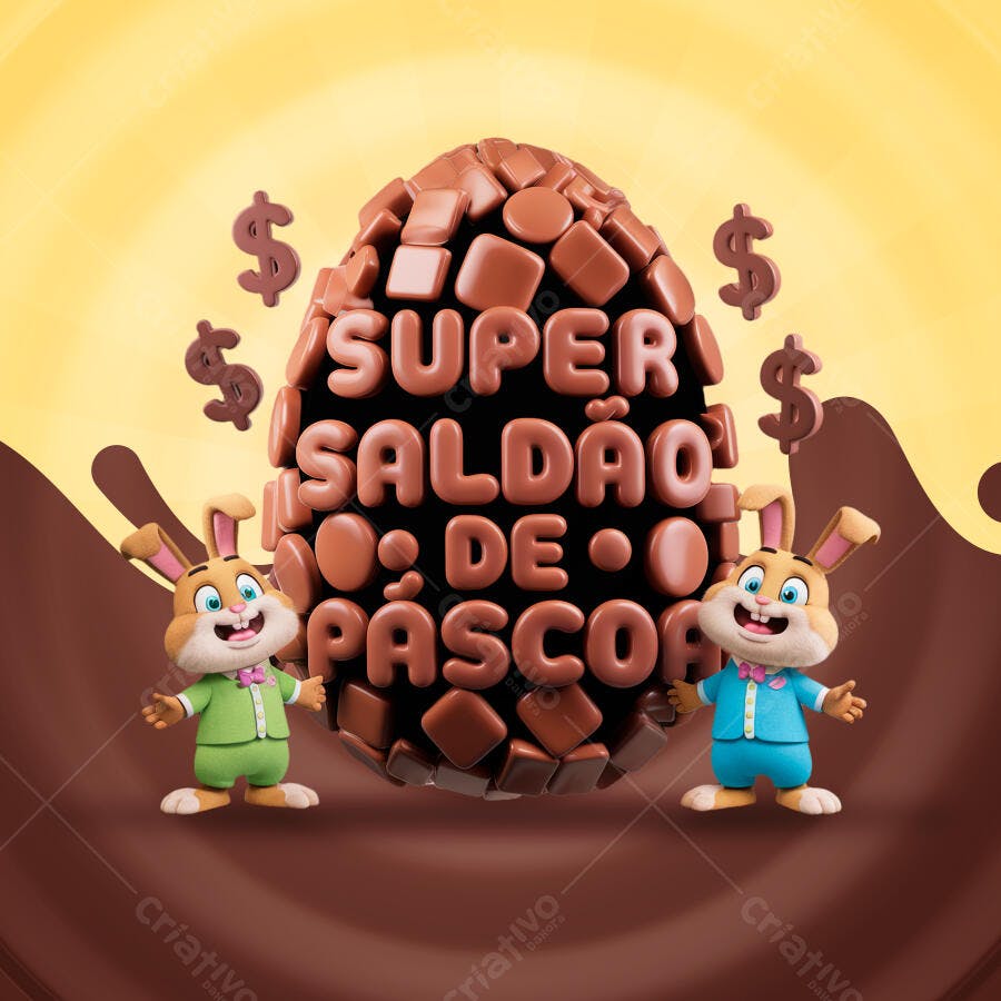 Flyer Super Saldão de Páscoa PSD Editável