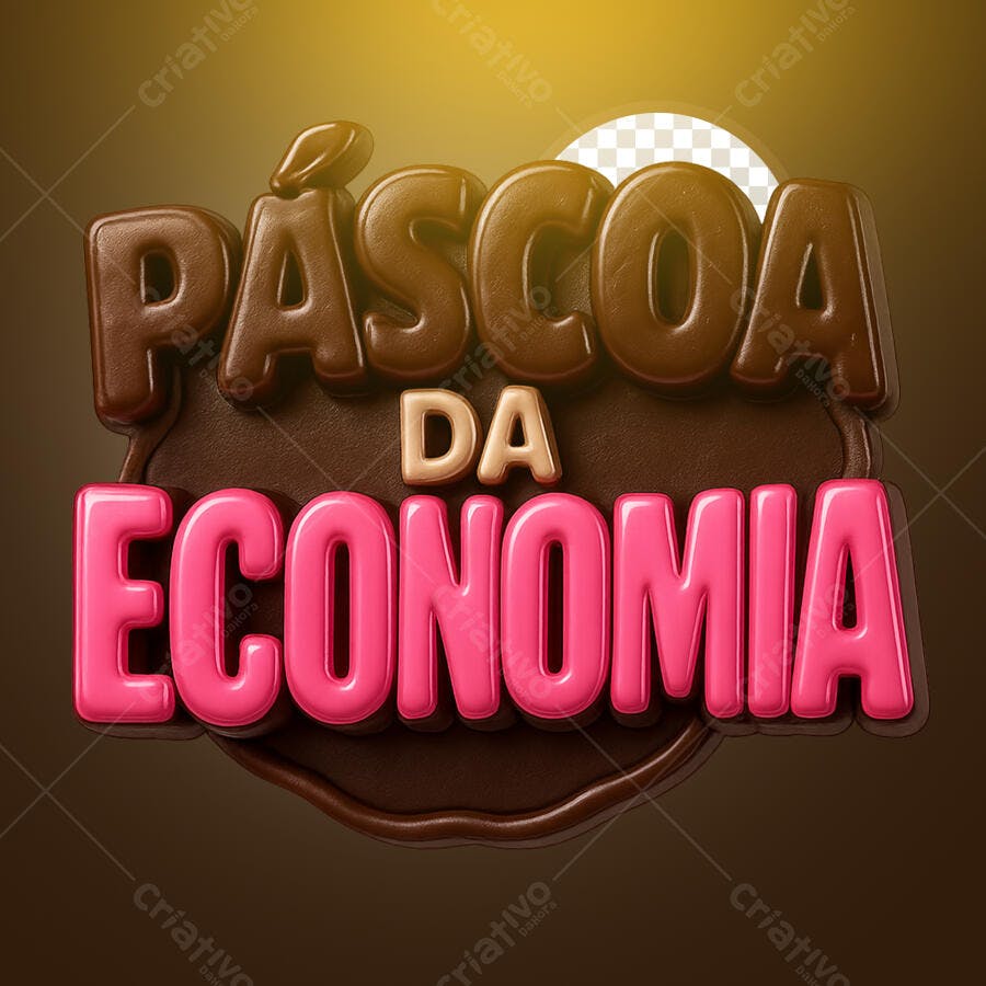 Selo 3D Páscoa da Economia chocolate e rosa
