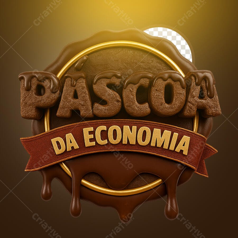 Selo 3D promocional chocolate dourado e marrom