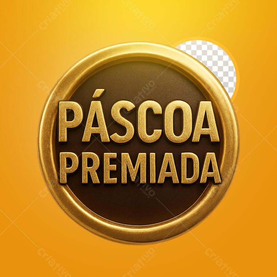Selo 3D premiação Páscoa dourado e marrom