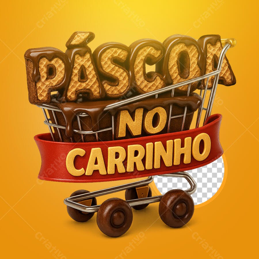 Selo 3D páscoa carrinho chocolate dourado