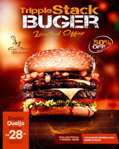 FLYER HAMBURGUER TRIPLO CARNE