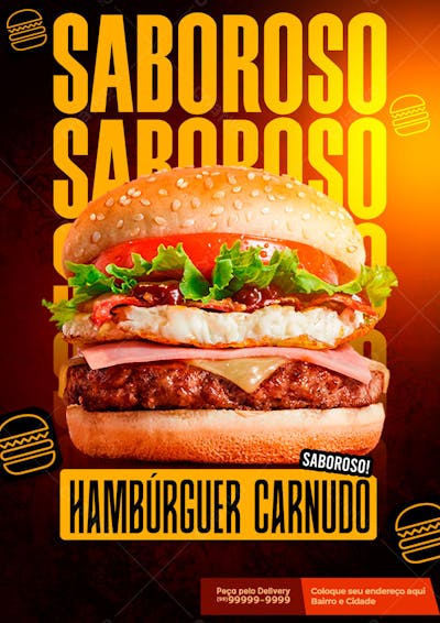 FLYER HAMBURGUER CARNUDO E SABOROSO