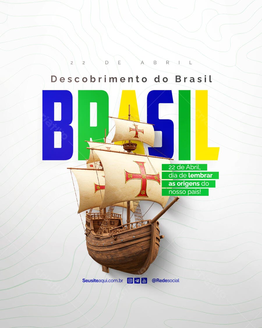 Flyer 22 de Abril Descobrimento do Brasil PSD Editável