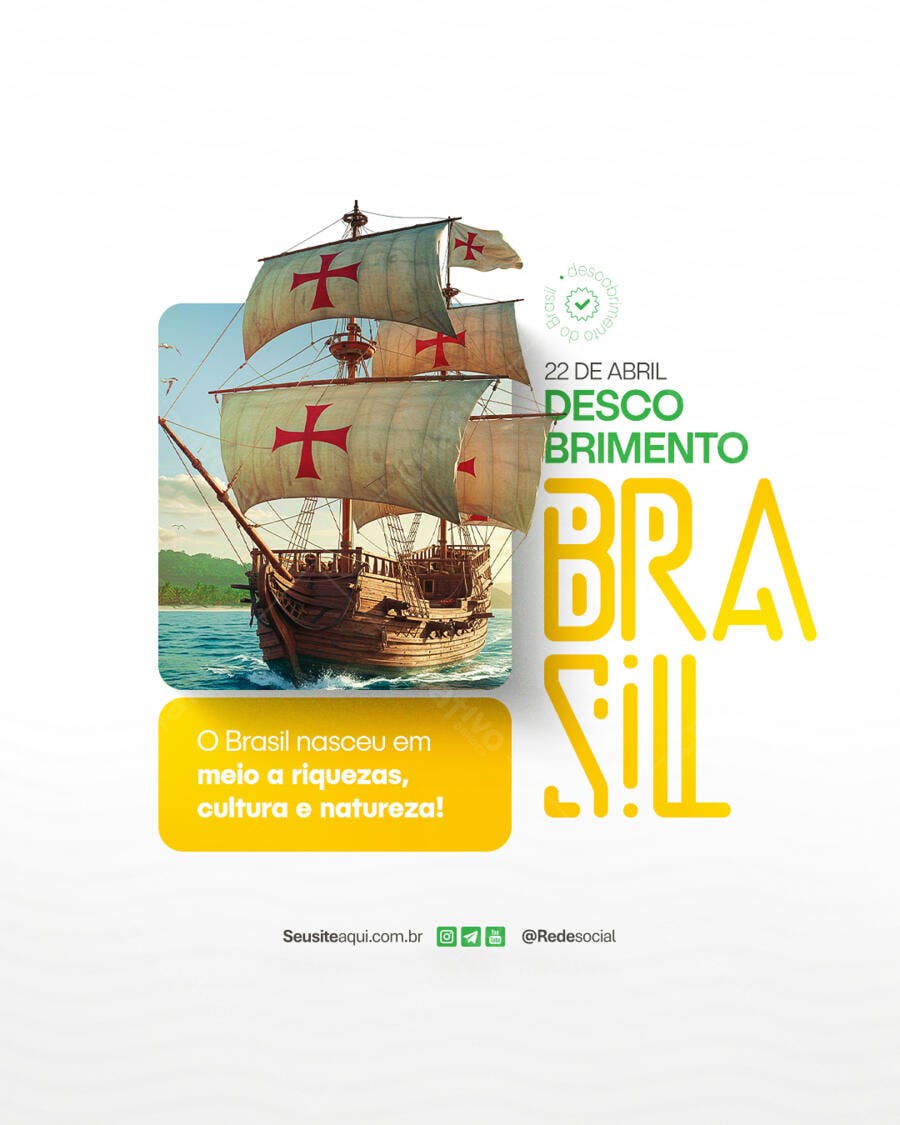 Flyer 22 de Abril - Descobrimento do Brasil PSD Editável