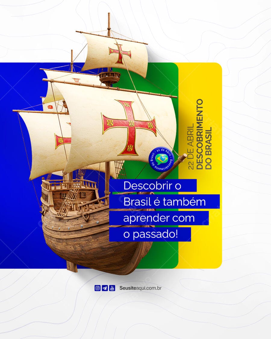 Post para o Dia do Descobrimento do Brasil PSD Editável
