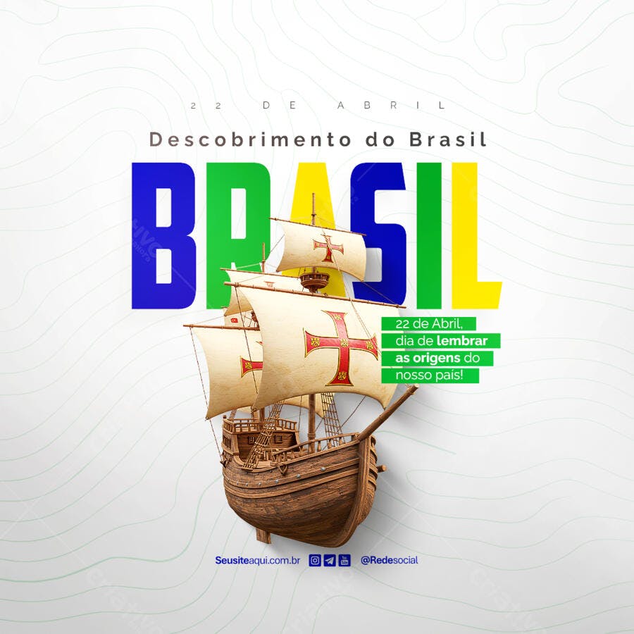 Post para o Dia do Descobrimento do Brasil PSD Editável